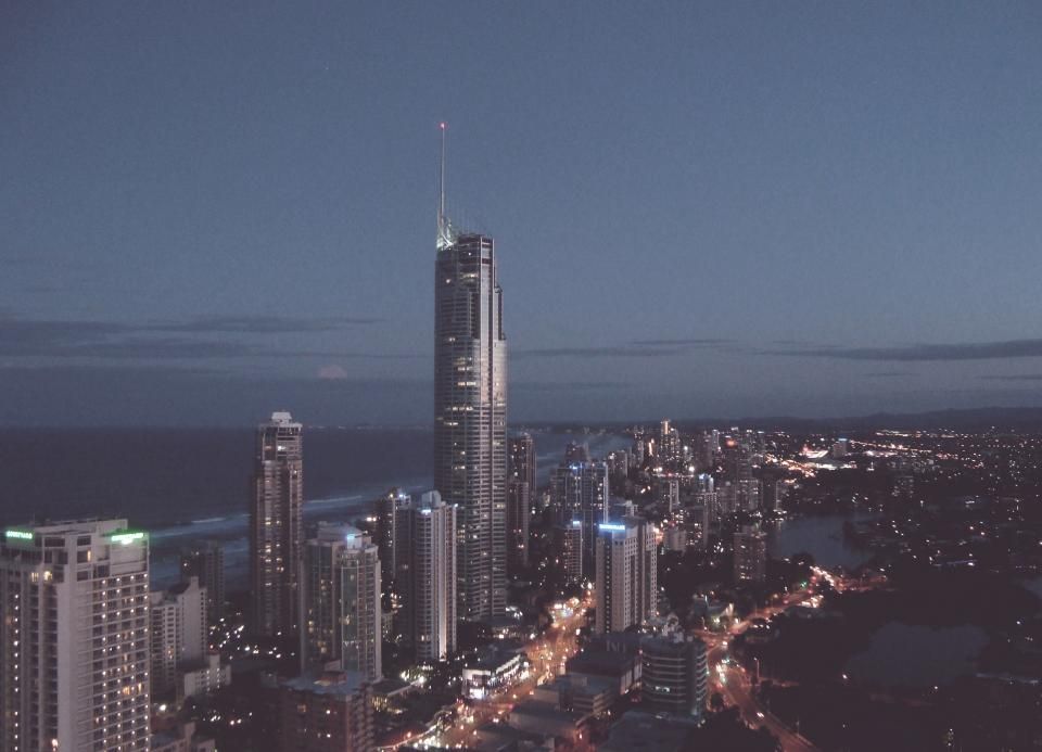 The rooftop terrace in the evening