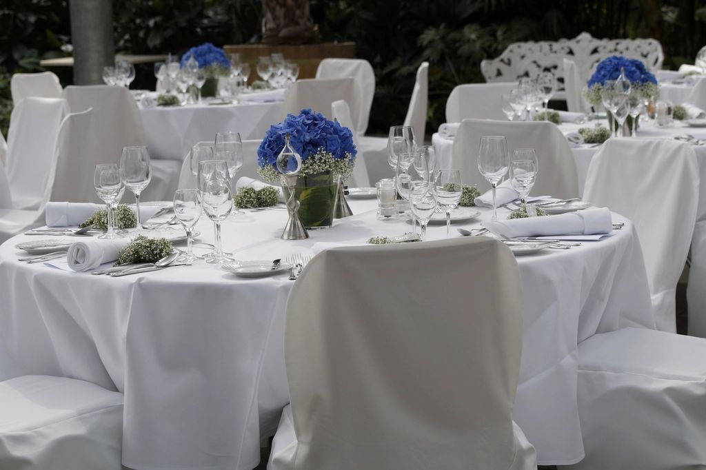 A table laid for a wedding reception